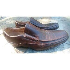ITALIC size 13 leather lining brown slip on dress shoes